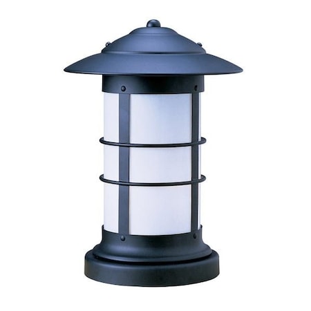 Arroyo Craftsman 14" Newport Long Body Column Mount, Black, Frosted Glass NC-14LF-BK